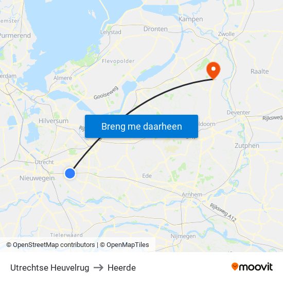 Utrechtse Heuvelrug to Heerde map