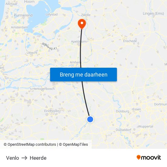 Venlo to Heerde map