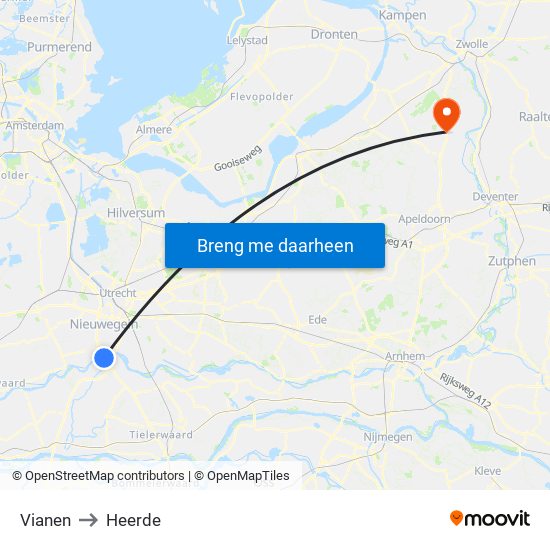 Vianen to Heerde map