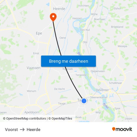 Voorst to Heerde map