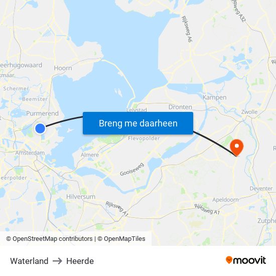 Waterland to Heerde map