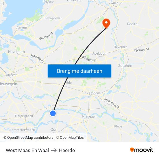 West Maas En Waal to Heerde map