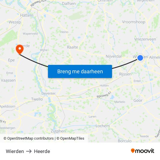 Wierden to Heerde map
