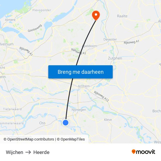 Wijchen to Heerde map