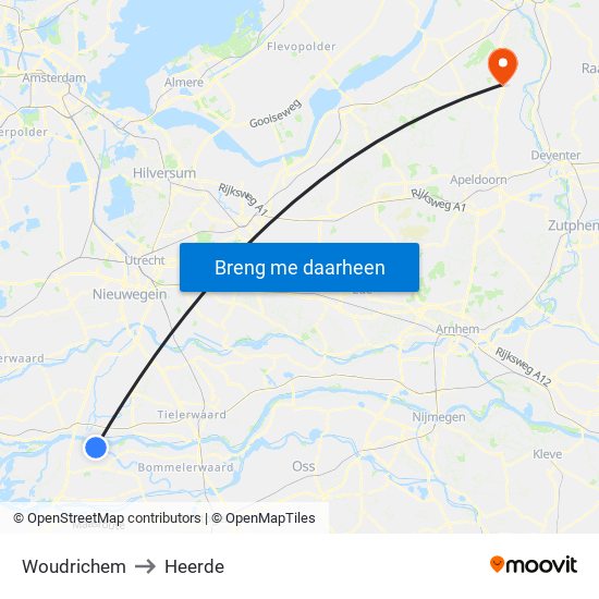 Woudrichem to Heerde map
