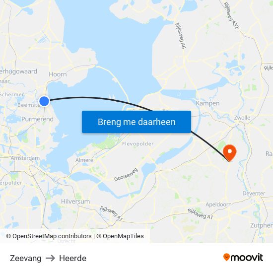 Zeevang to Heerde map