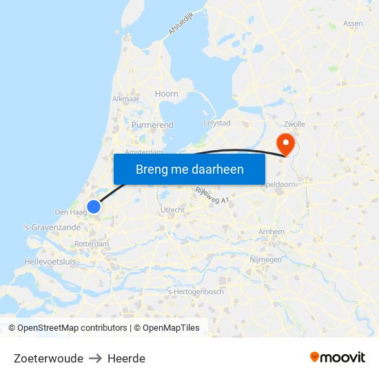 Zoeterwoude to Heerde map