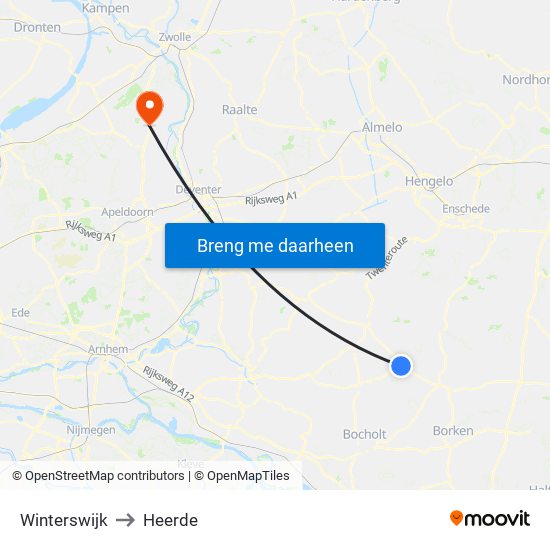 Winterswijk to Heerde map