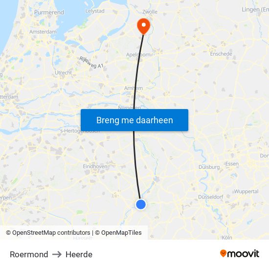Roermond to Heerde map