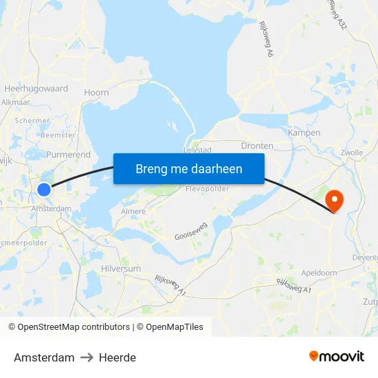 Amsterdam to Heerde map