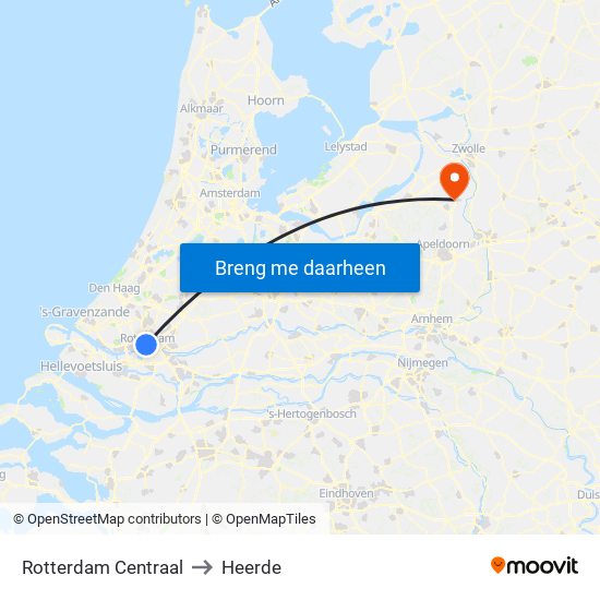 Rotterdam Centraal to Heerde map