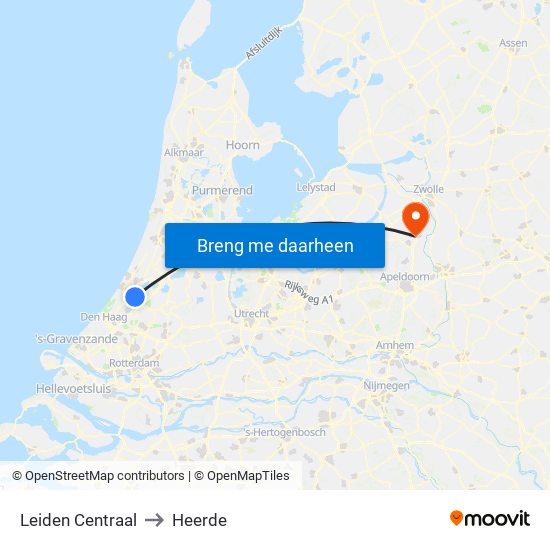 Leiden Centraal to Heerde map