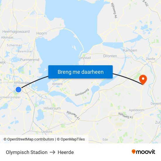 Olympisch Stadion to Heerde map
