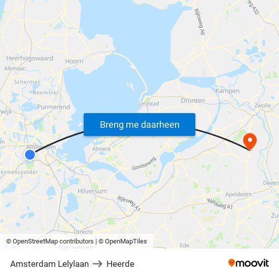 Amsterdam Lelylaan to Heerde map