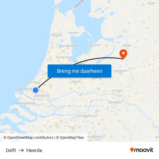 Delft to Heerde map