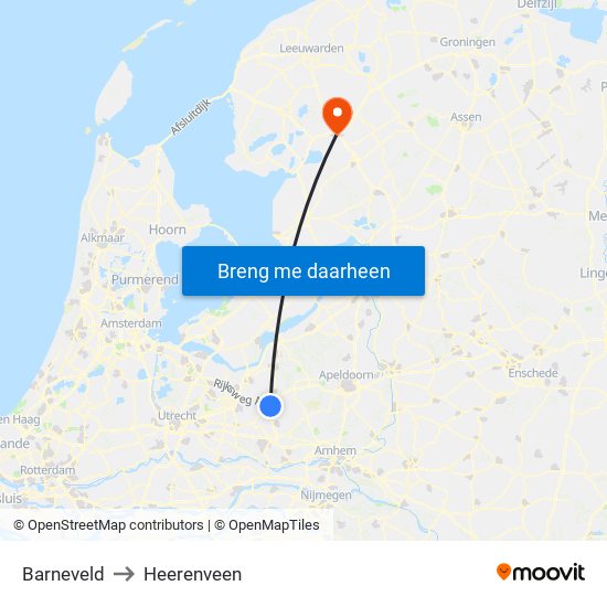 Barneveld to Heerenveen map