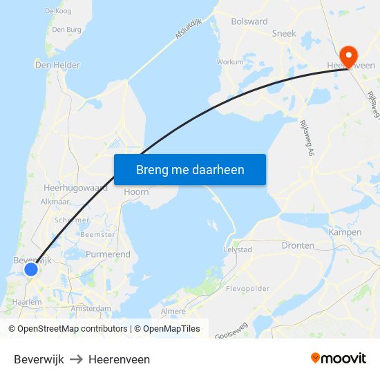 Beverwijk to Heerenveen map