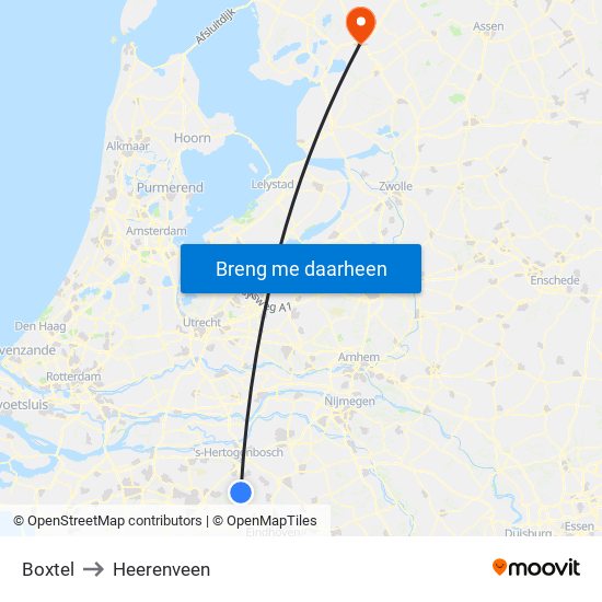 Boxtel to Heerenveen map