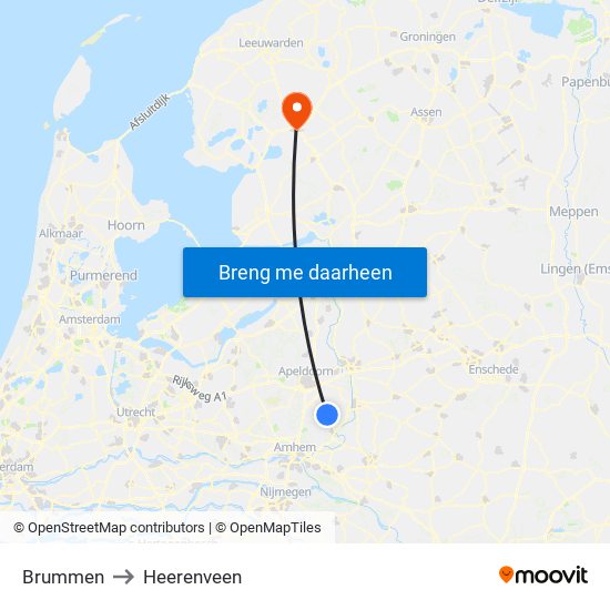 Brummen to Heerenveen map