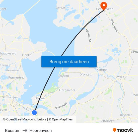 Bussum to Heerenveen map