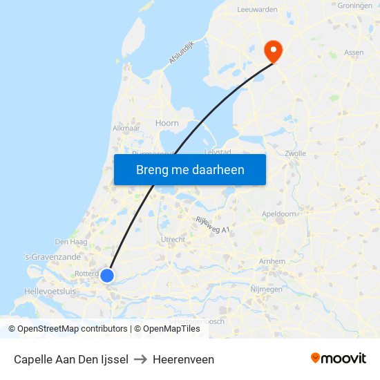 Capelle Aan Den Ijssel to Heerenveen map