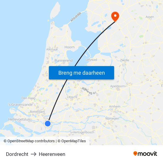 Dordrecht to Heerenveen map