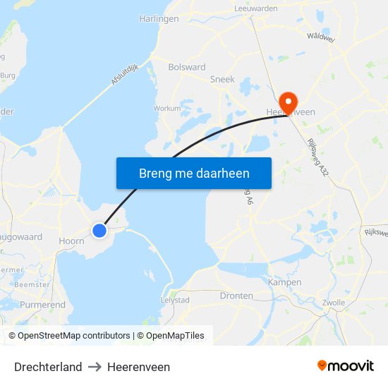 Drechterland to Heerenveen map