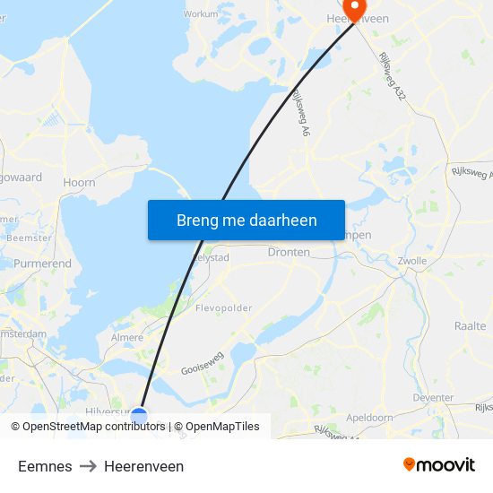 Eemnes to Heerenveen map