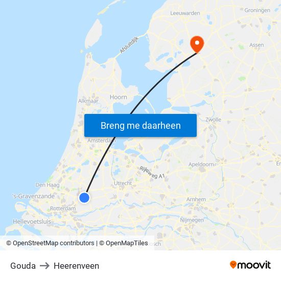 Gouda to Heerenveen map