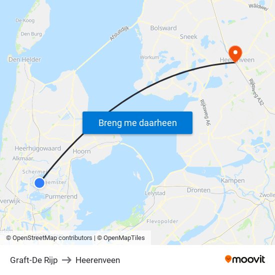 Graft-De Rijp to Heerenveen map