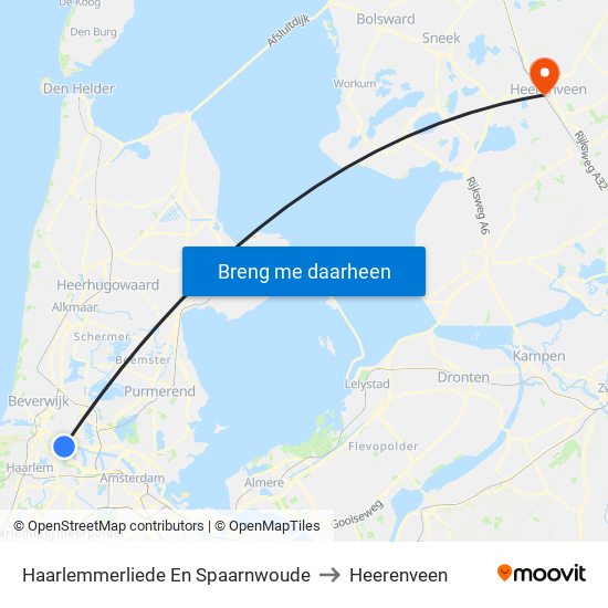 Haarlemmerliede En Spaarnwoude to Heerenveen map