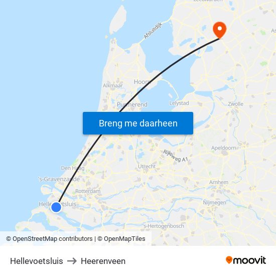 Hellevoetsluis to Heerenveen map