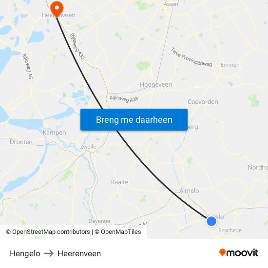Hengelo to Heerenveen map