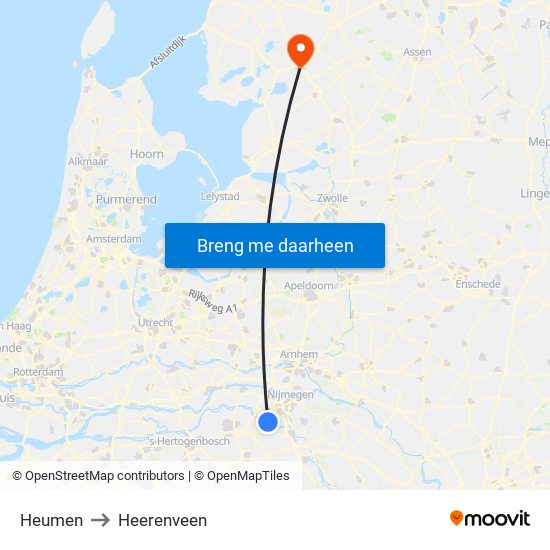 Heumen to Heerenveen map