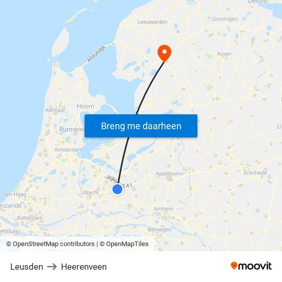 Leusden to Heerenveen map