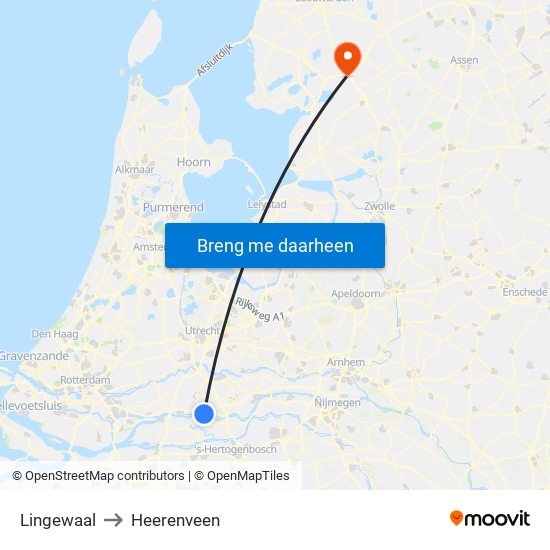 Lingewaal to Heerenveen map