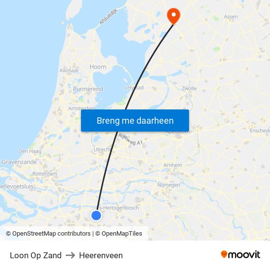 Loon Op Zand to Heerenveen map