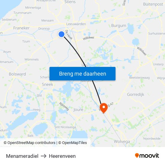 Menameradiel to Heerenveen map