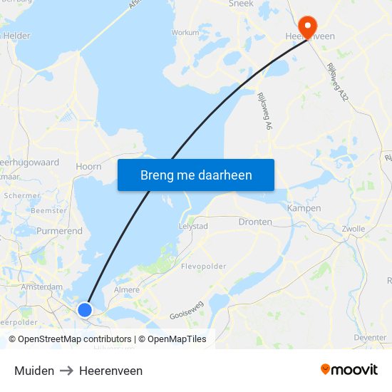 Muiden to Heerenveen map