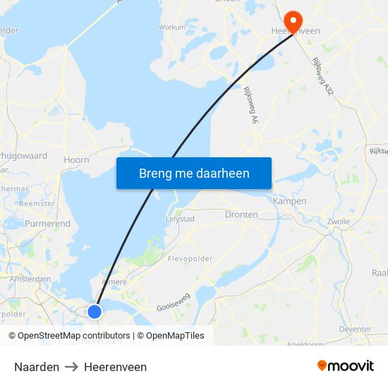 Naarden to Heerenveen map