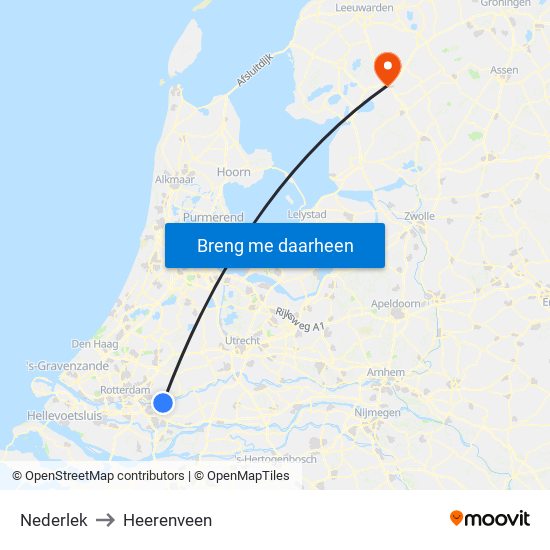 Nederlek to Heerenveen map