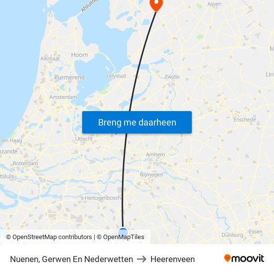 Nuenen, Gerwen En Nederwetten to Heerenveen map