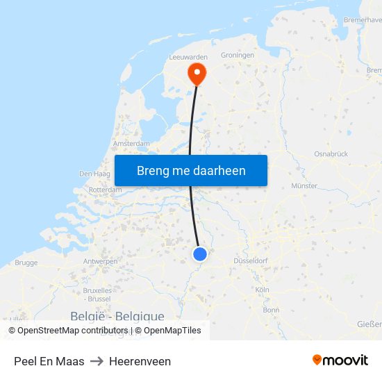 Peel En Maas to Heerenveen map