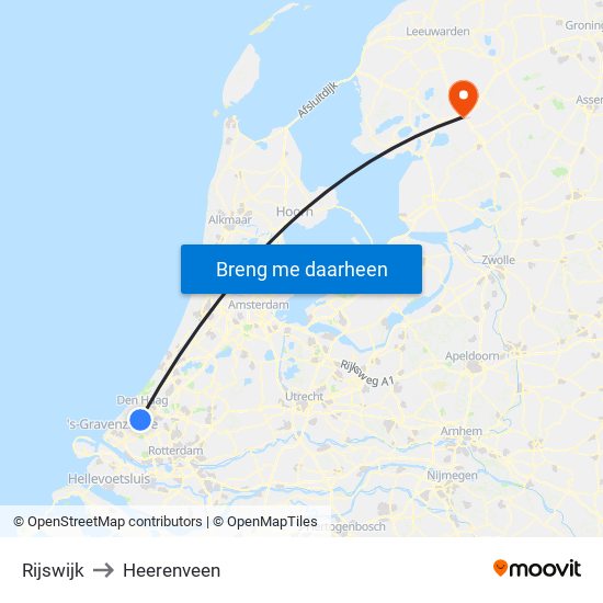 Rijswijk to Heerenveen map