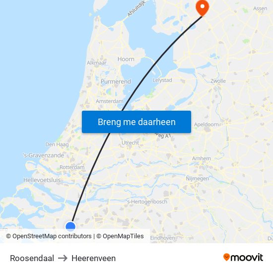 Roosendaal to Heerenveen map