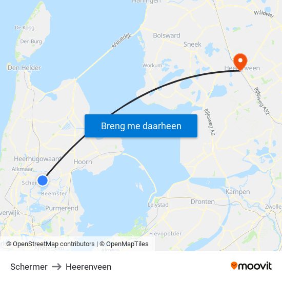 Schermer to Heerenveen map