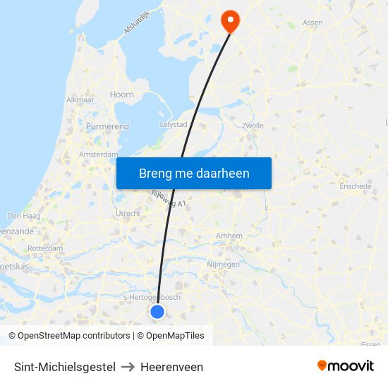 Sint-Michielsgestel to Heerenveen map