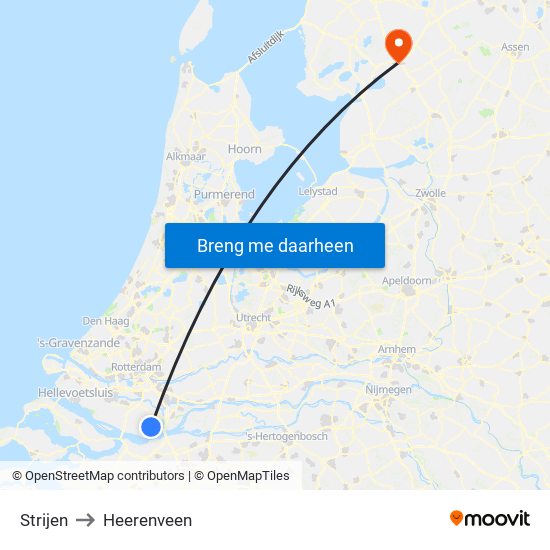 Strijen to Heerenveen map