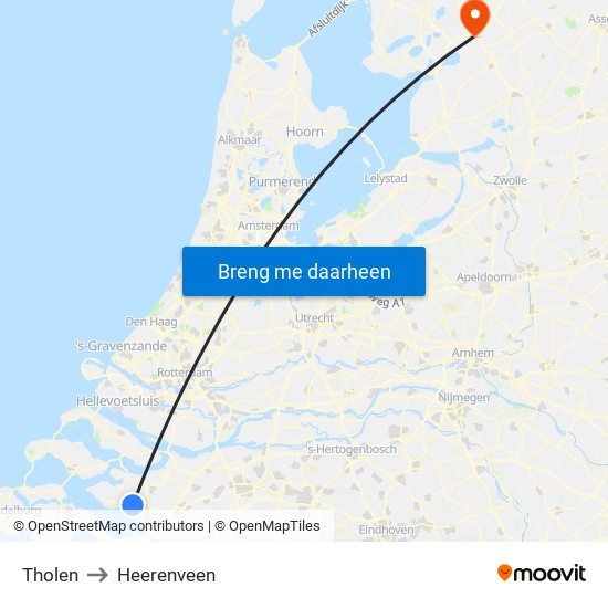 Tholen to Heerenveen map