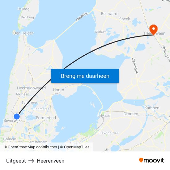 Uitgeest to Heerenveen map